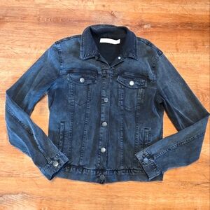Statement Black Jean Jacket Classic Style Size Medium